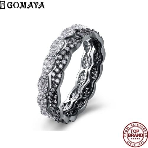 GOMAYA Cross Pave Inlay Cubic Zirconia Women Rings Charm Cool Romantic Couple Models Ring Valentines Day Gift Fashion Jewelry