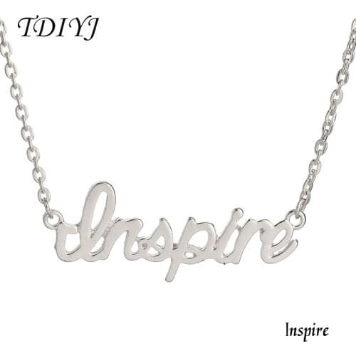 TDIYJ Women Bijoux Inspire Word Necklace 17'' Monogram Choker Necklace Jewellery 5Pcs/lot