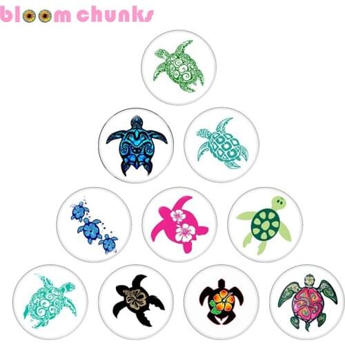 Sea turtle beach 10pcs mixed 12mm/18mm/20mm/25mm Round photo glass cabochon demo flat back Making findings A4957