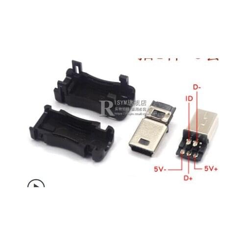 5PCSThe MiNI USB socket shell three-piece male head