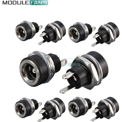 5Pcs DC-022B 3A 12v For DC Power Supply Jack Socket Female Panel Mount Connector 5.5mm 2.1mm Plug Adapter 2 Terminal Types