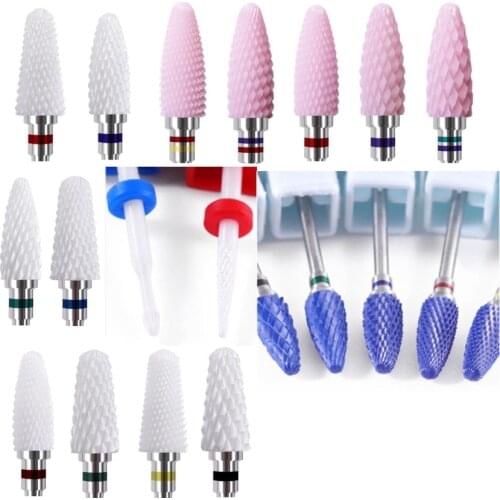 5pcs Mix 3/32" Ceramic Nail Drill Bit for Pedicure Machine Electric Bit Manicure Mill Cutter Remove Acrylic Gel Nail Polish Tool