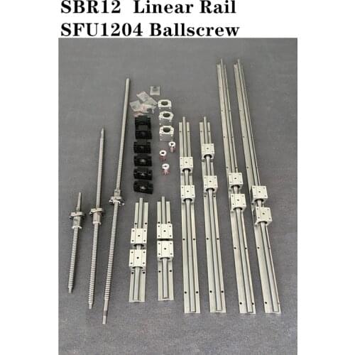 6 set SBR12 - 200/350/450mm Linear Guide Rail + 3 set SFU1204 - 250/350/450mm Ballscrew set + 3 set BK/BF10 CNC Parts