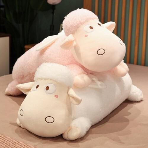 60/80cm Kawaii Lying Angel Sheep Lamb Plush Toy Stuffed Animal Doll Soft Sleeping Pillow Baby Kids Children Girl Birthday Gift