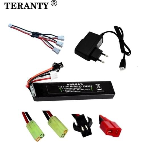 Water Gun Battery + Charger 2S 7.4V 2000mAh 452096 Lipo battery for AKKU Mini Airsoft BB Air Pistol Electric Toys Guns RC Parts