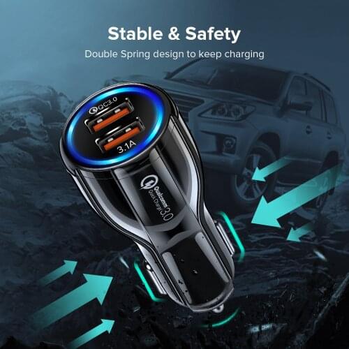 Car Charger Mobile Phone Fast Charging Adapter in Car With LED Light Quick Charge Dual USB Car Charger Universal Adapter