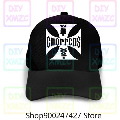 Vtg West Coast Baseball Cap Choppers Cross Hats Black Full Size