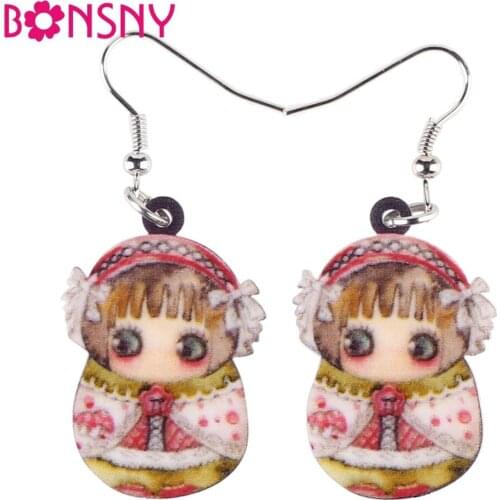Bonsny Drop Angel Baby Earrings Acrylic Big Long Danlge Earrings Cute Animal New 2016 Fashion Jewelry For Women Accessories