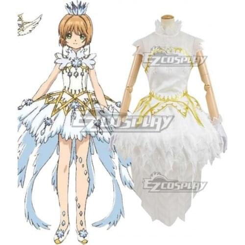 Cardcaptor Sakura: Clear Card Sakura Kinomoto Ice Snow Angel White Dress Suit Girls Skirt Set Adult Outfit Cosplay Costume E001