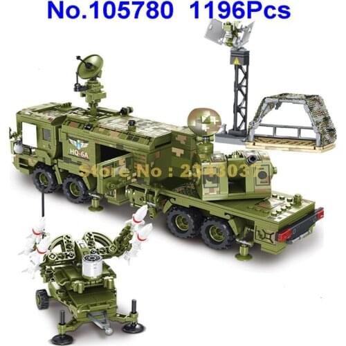 105780 1196pcs Anti-aircraft Anti-missile System Military Ww2 Army Tank 8 Dolls Building Blocks Toy