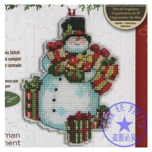 COTTON Top Quality Lovely Hot Sell Counted Cross Stitch Kit Snowman Jingle Bells Christmas Tree Ornament Ornaments Dim 08896
