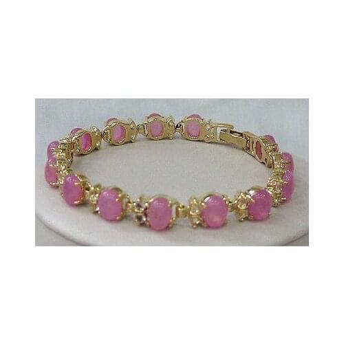 Fine 100% Natural pink jade bracelet AAA 7.5inch