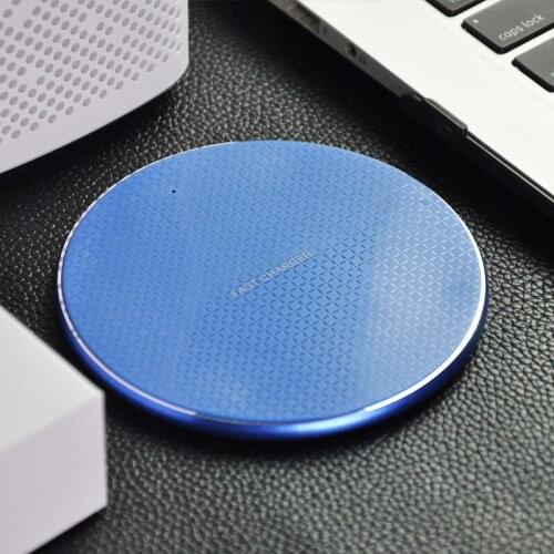 Round metal wireless charger for Samsung S10 S9 S8 plus fast charge 10w wireless charger for iPhone X11 pro max XR XSMAX X 8plus
