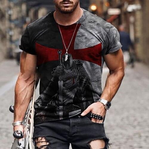 Summer new style classical retro casual 3d printing round neck loose short sleeve T-shirt