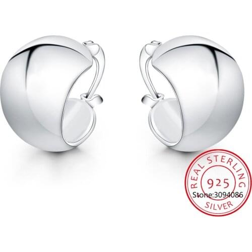 Personality Hyperbole 925 Sterling Silver Simple Smooth Egg Hoop Clip-on Earrings For Women Sterling-Silver-Jewelry Pendientes
