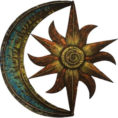 Metal Star Sun Hanging Indoors Finish Antique Iron Wall Hanging Pendant Wall-mounted Art Craft Home Background Decoration