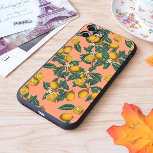 For iPhone Lemon And Leaf Print Soft Matt Apple iPhone Case