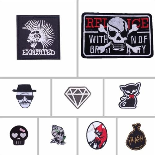 Punk Patch Ecusson Thermocollants Embroidered Patches For Clothing Badge Patch Iron On Patches On Clothes Jacket Stripe Sticker
