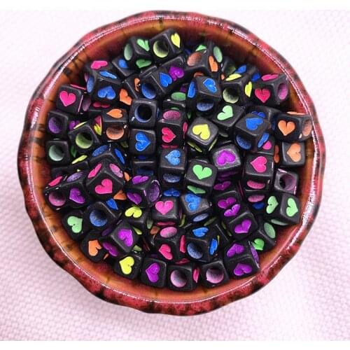 New 100pcs 6mm Spaced Acrylic Round Beads Love Heart Shape Beads for Jewelry Making DIY Charms Handmade Bracelet #01