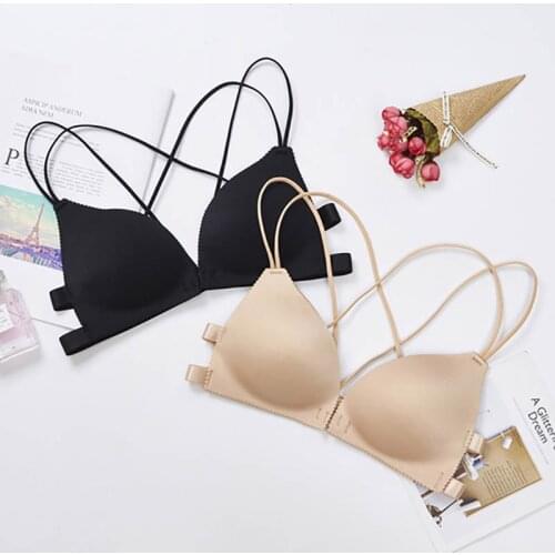 Pure Color Invisible Sexy Women Underwear Female Lingerie Front Button Nylon Seamless 1Pcs Bra
