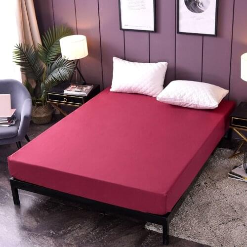Lychee Solid Color Mattress Cover For Bed Waterproof Full Fitted Sheet Polyester Bed Sheets Mattress Protector Cover