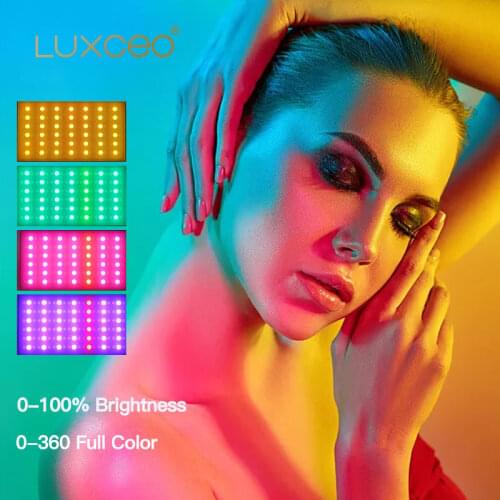 LUXCEO P3 RGB Video Panel Light 7W 2500K-6500K Small Size Photography light Ice Light 12 level brightness 8 colors