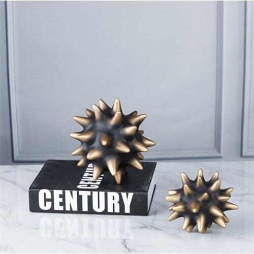 Resin Bronze Sea Urchin Thorn Ball Home Decor Modern Nordic Geometric Design Decorative Ball Crafts Decoration Ornaments