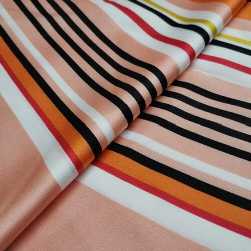 Stripe Glossy Satin Trousers Pajamas Skirt Quality Material Stretchy Tilda Tissue Shiny Dress Satin Silky Polyester