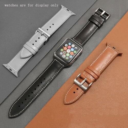 Genuine Leather +Silicone Strap 38mm 40mm 42mm 44mm Black Gray Green Wristband For Iwatch serises6/5/4/3 Watch Accessories