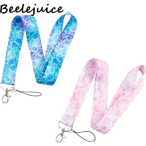 Pink Blue Bubble Neck Keychain Necklace Webbings Ribbons Anime Cartoon Neck Strap Lanyard ID badge Holder Keychain Lanyards Gift