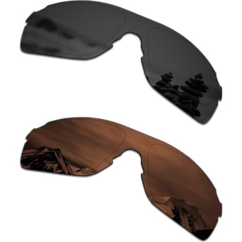 SmartVLT 2 Pieces Polarized Sunglasses Replacement Lenses for Oakley EVZero Pitch Stealth Black and Amber Brown