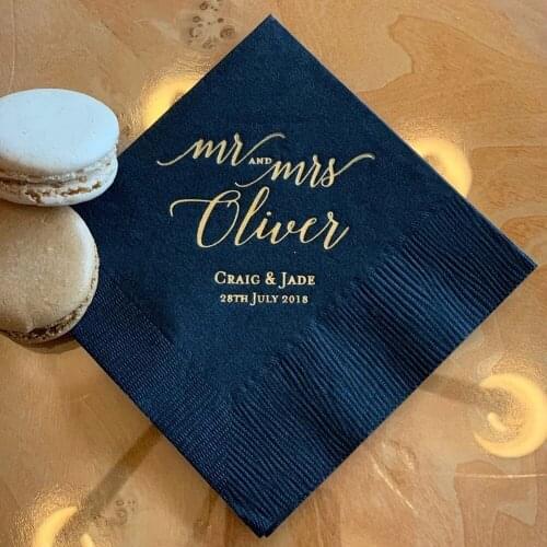 Personalized Logo any text Be Married Mr and Mrs Wedding Napkins Customized First Communion Personalize Wedding dinner