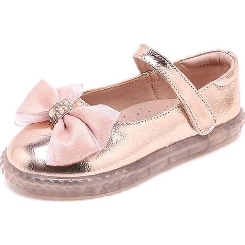 2020 Genuine Leather Mary Jane Shoes for Girls Bowknots Little Girls Princess Flat Shoes Kids Girls Party Dress Shoes