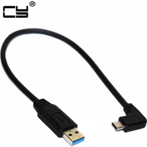25cm USB 3.1 Type C USB-C Angled to Right Angled 90 Degree A Male Data Cable for Macbook & Tablet & Mobile Phone