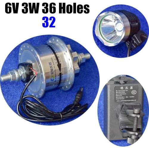 Bicycle Power Generation Hup 6V 3W 32 36 Holes Front Bearing Bike Hub With Led Head Lamp Alloy Lighting Mobile Phone Charging