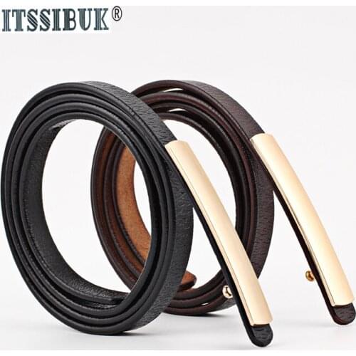 ITSSIBUK new 2019 real shot flat super long button ladies leather waist belt versatile dress belt trend