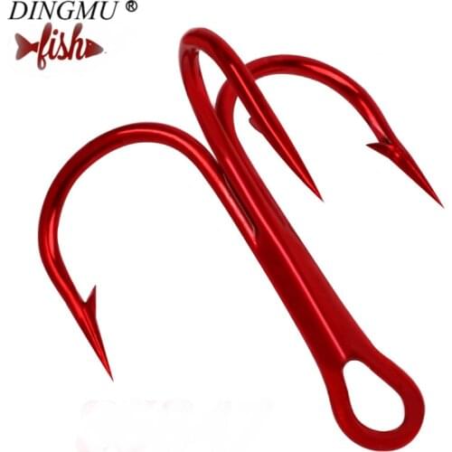 20pc Fishing Hook Treble High Carbon Steel Hooks 2/4/6/8/10# Fishing Tackle Red Color Pesca