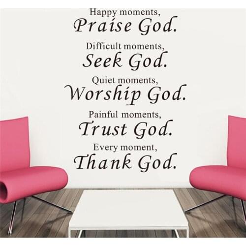 Bible Wall stickers home decor Praise Seek Worship Trust Thank God Quotes Christian Bless Proverbs Wall Decals mural christmas