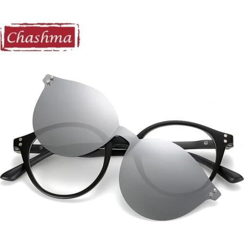 Chashma Brand TR90 Flexible Retro Eyewear Women Clips Polarized Lenses Magnet Men Mirror Sunglasses Optical Glasses Frames Round