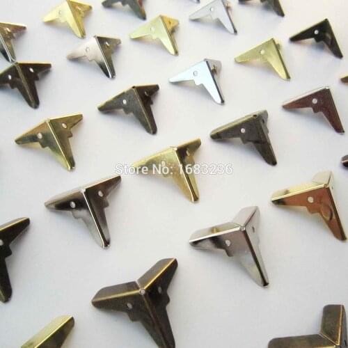 24X Decorative Golden Jewelry Wine Gift Box Wooden Case Chest Edge Cover Corner Protector Guard 19mm +Nails