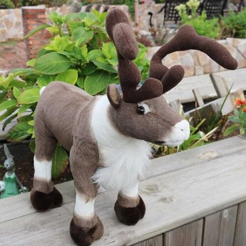 Dorimytrader Simulation Animal Reindeer Plush Toy Soft Sika Deer Doll Wapiti Moose Elk Pillow Christmas Gift Deco 45cm DY60294