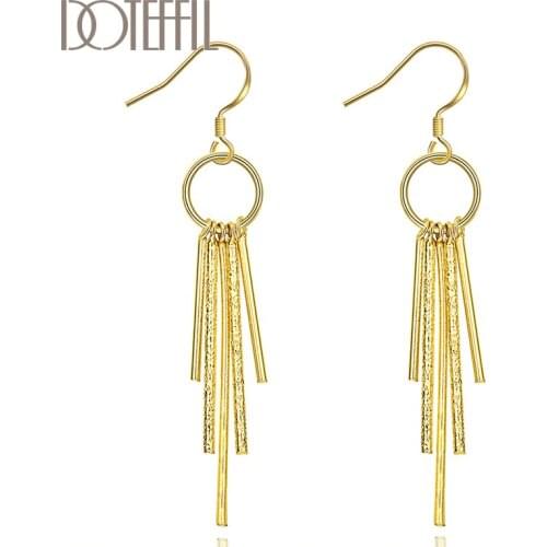 DOTEFFIL 925 Silver / Gold Earrings Woman Fashion Charm Round Five Post Earring Jewellery