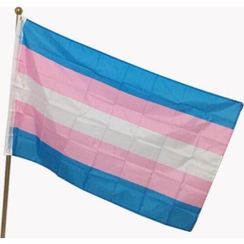Free Shipping 100pcs 3x5 FT Breeze Transgender Flag Pink Blue Rainbow Flags LGBT Pride Banner Flags with Brass Grommets