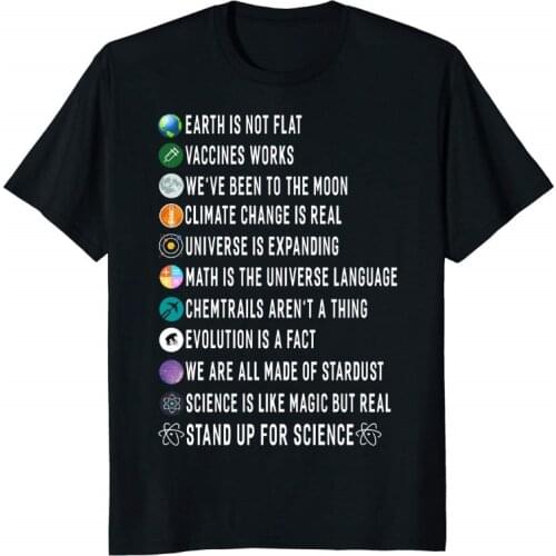 Earth Is Not Flat Stand Up For Science Shirt Gift Women Men2018 New 100% Cotton T-Shirts Men T Shirt Clothing Plus Size Tees