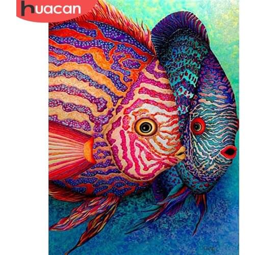 HUACAN 5D DIY Diamond Painting Full Square New Arrival Animal Diamond Embroidery Fish Rhinestones Mosaic Sale Home Decor