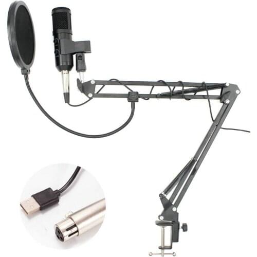 BM 900 Condenser USB Studio Microphone With Stand Tripod Pop Filter Mic For Computer Karaoke PC Adjustable volume BM 800
