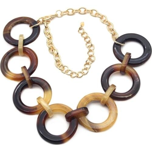 Short Fashion Acrylic Round Circles Linked Chain Choker Collar Necklace Jewelry