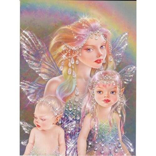 Square full 5d diamond painting fairy elf girl round drill painting diamond mosaic stick drill embroidered home decoration kit