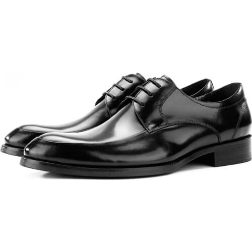 Fashion Black / Brown Formal Derby Dress Shoes Genuine Leather Business Shoes Mens Wedding Shoes