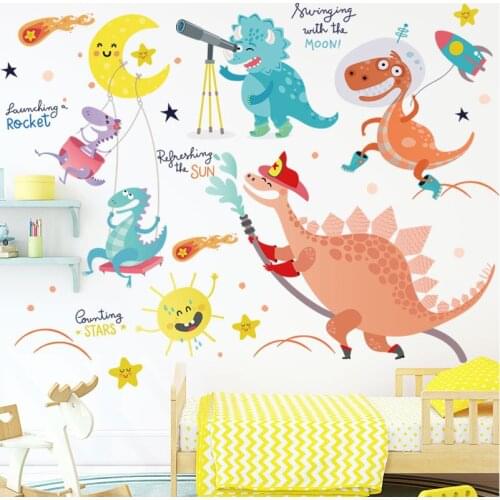 Cartoon Dinosaur Wall Stickers Home Decor Cute Animal Self-adhesive Wallpaper Kids Rooms Decoration Aesthetic Poster